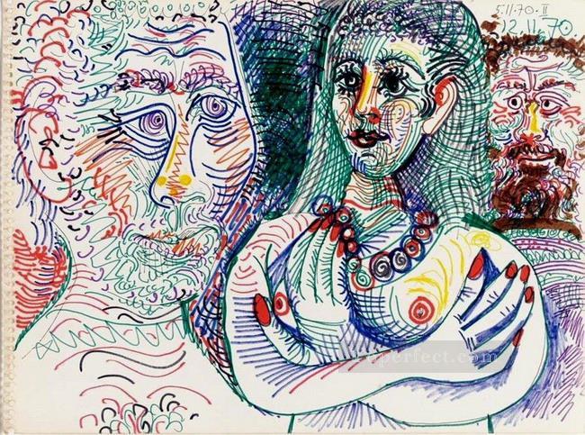 Two Men and a Woman 1970 Pablo Picasso Oil Paintings